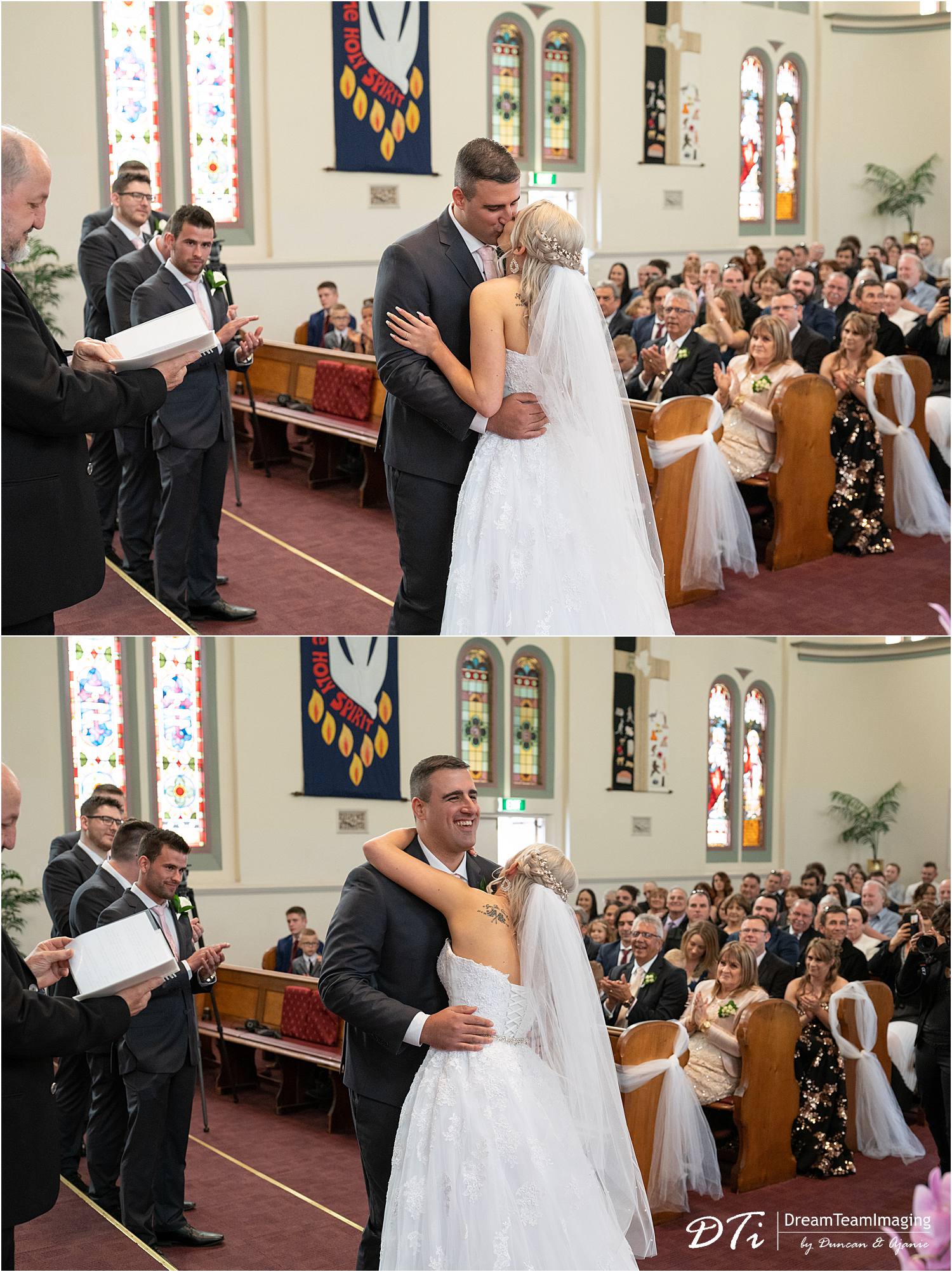 Church ceremony first kiss at St Andrews by the Sea Uniting Church Glenelg