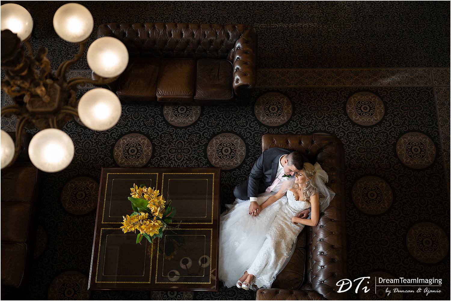 Wedding couple photos in the lobby of Stamford Grand Adelaide