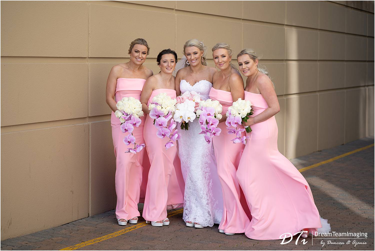 Bride and bridesmaids near Stamford Grand Adelaide