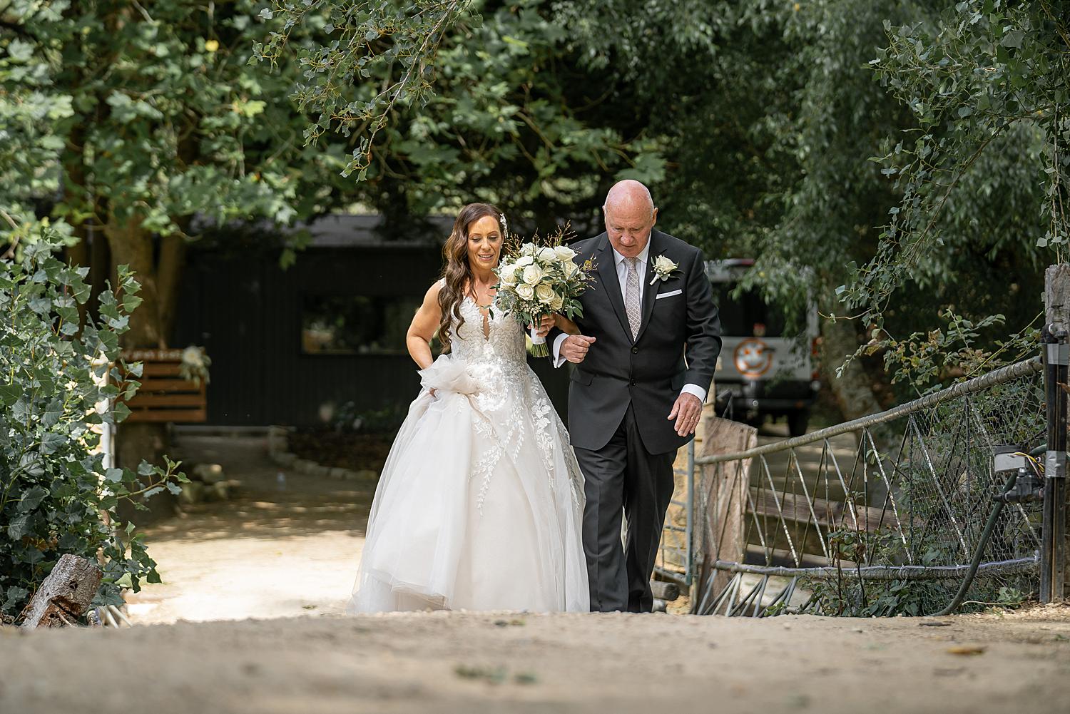 adelaide wedding photography, bride walking with her dad