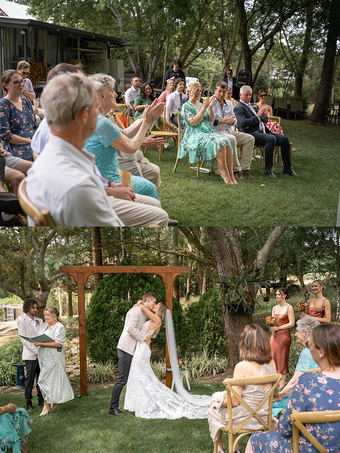 Melbourne wedding photographer, gardens wedding ceremony, guests reactions